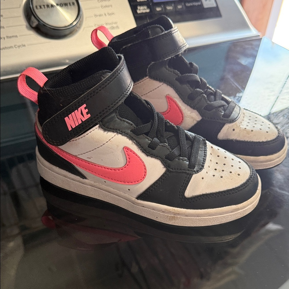 Nike Black, White & Pink High-Top Kids Sneakers